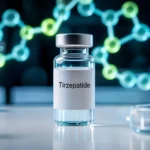 Tirzepatide peptide vial for laboratory research.