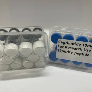 Close-up of Cagrilintide lyophilized cake showing high-grade peptide processing.