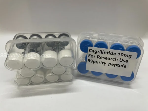 Close-up of Cagrilintide lyophilized cake showing high-grade peptide processing.