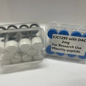 Detailed view of CJC-1295 with DAC powder purity for advanced laboratory studies.