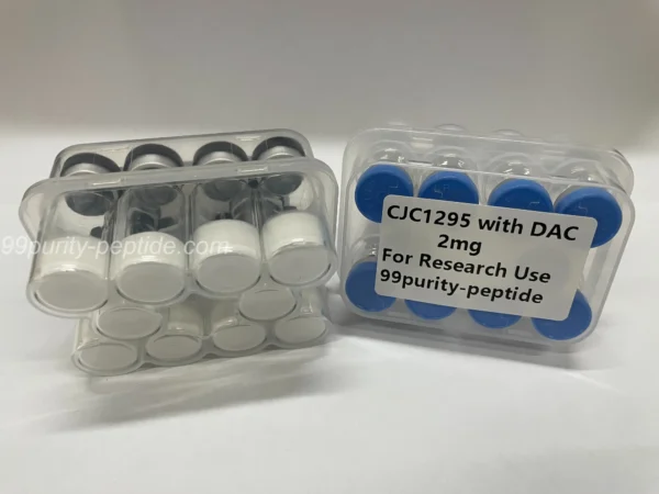 Detailed view of CJC-1295 with DAC powder purity for advanced laboratory studies.