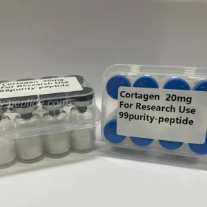 Microscopic detail of Cortagen 20mg lyophilized cake, ensuring maximum stability for research.