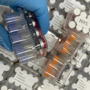 Microscopic view of GLOW 70mg peptide blend purity, ensuring maximum stability for cosmetic studies.