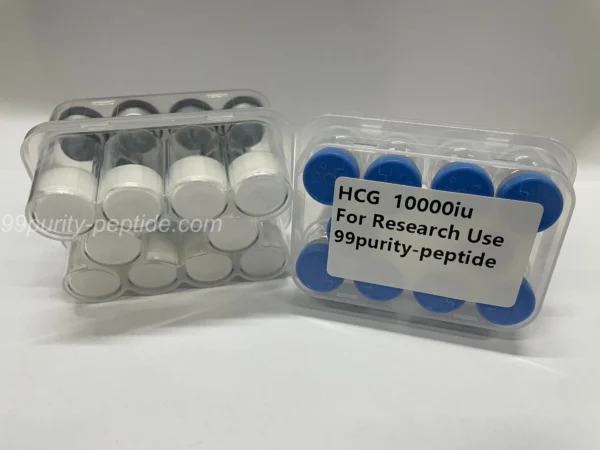 Macro shot of HCG lyophilized powder, verified for laboratory-grade bio-activity.