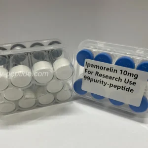 Detailed view of Ipamorelin lyophilized cake, ensuring maximum stability for laboratory studies.