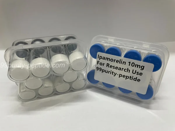 Detailed view of Ipamorelin lyophilized cake, ensuring maximum stability for laboratory studies.