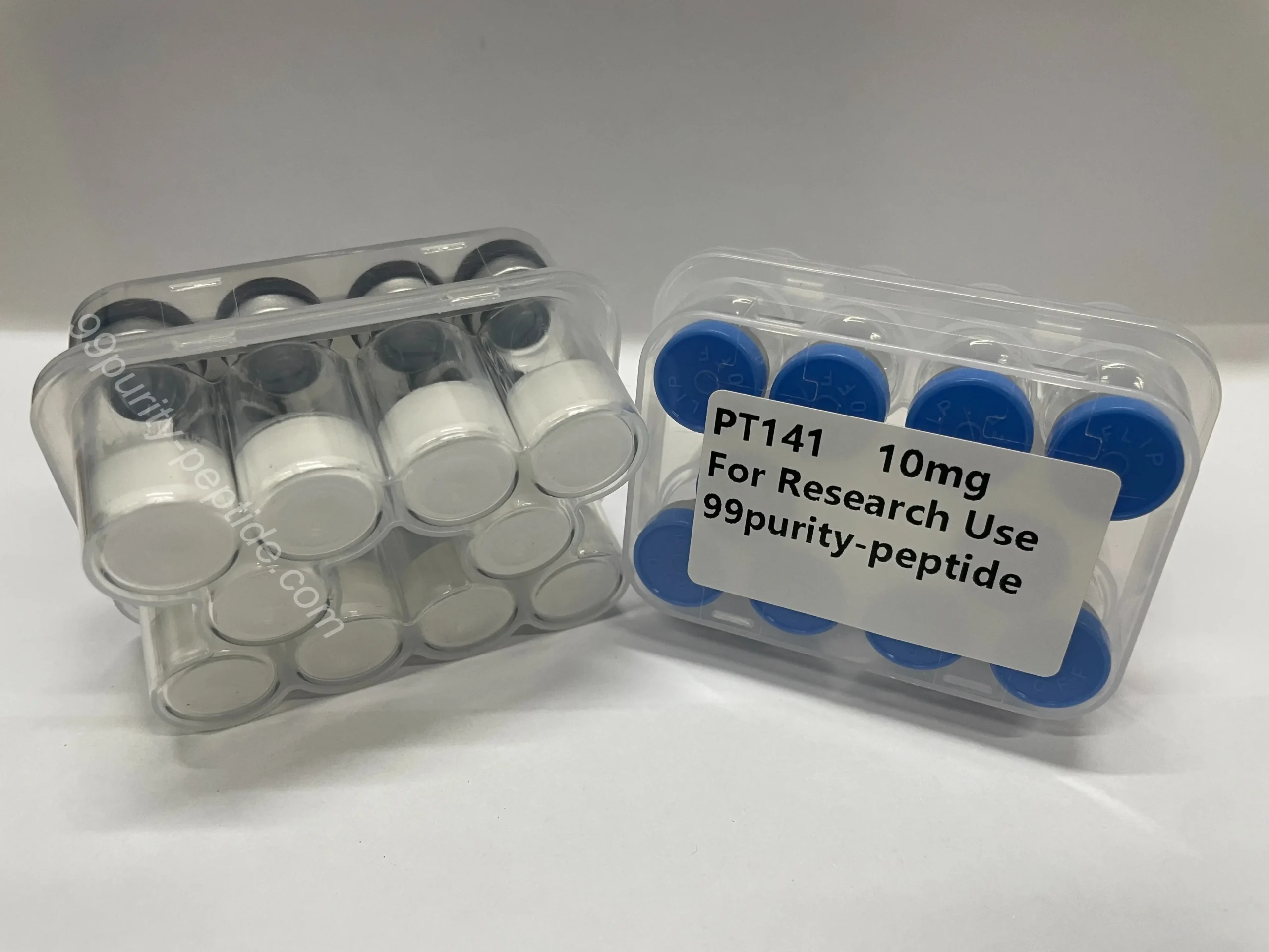 Microscopic view of PT-141 lyophilized powder, verified for laboratory-grade bio-activity.