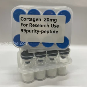 Microscopic detail of Cortagen 20mg lyophilized cake, ensuring maximum stability for research.
