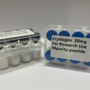 Macro shot of Crystagen(20mg) lyophilized powder, verified for professional-grade bio-activity.