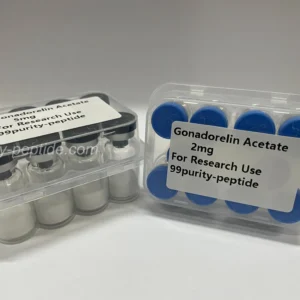 Microscopic view of Gonadorelin Acetate powder, ideal for hormone balance studies.