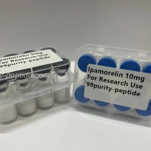 Detailed view of Ipamorelin lyophilized cake, ensuring maximum stability for laboratory studies.