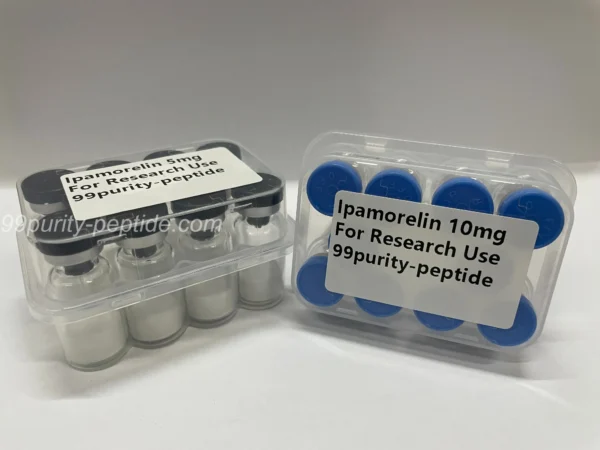 Detailed view of Ipamorelin lyophilized cake, ensuring maximum stability for laboratory studies.