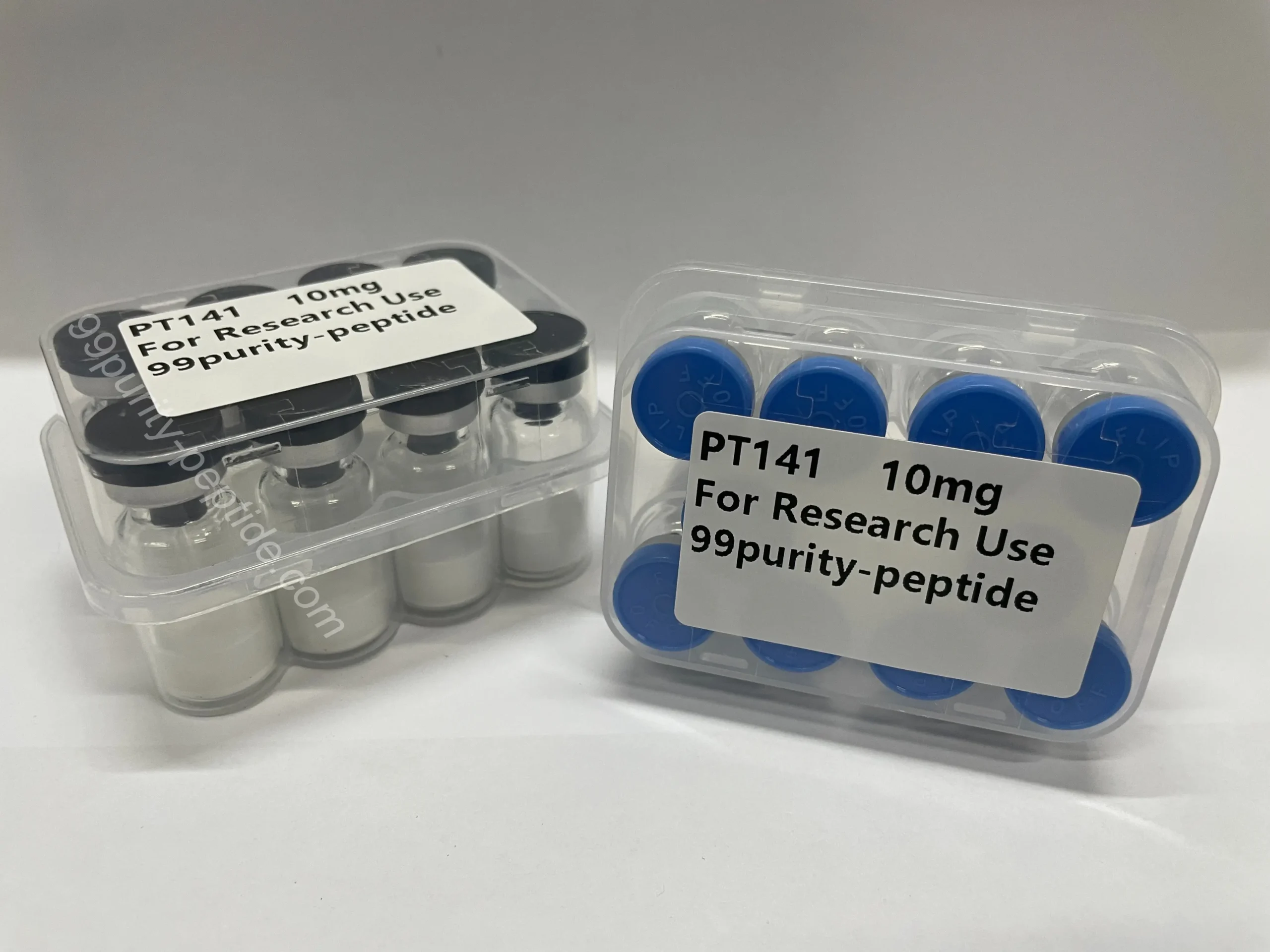 Microscopic view of PT-141 lyophilized powder, verified for laboratory-grade bio-activity.