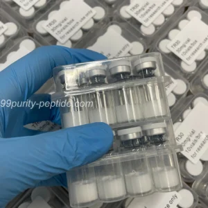 Handheld Dulaglutide 5mg vial at 99Purity-Peptide warehouse for weight research stock.